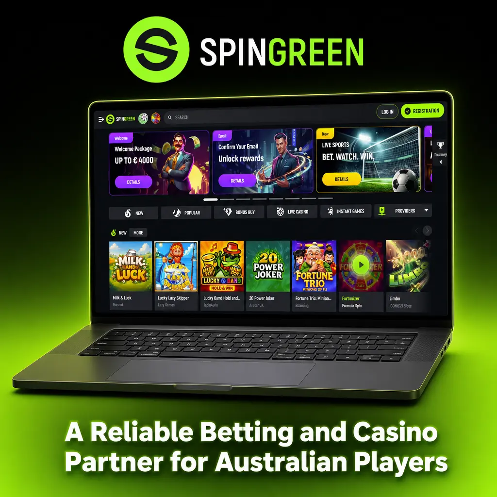 SpinGreen licensed online betting and casino platform for Australian players, offering sportsbook, live odds, and secure mobile apps.