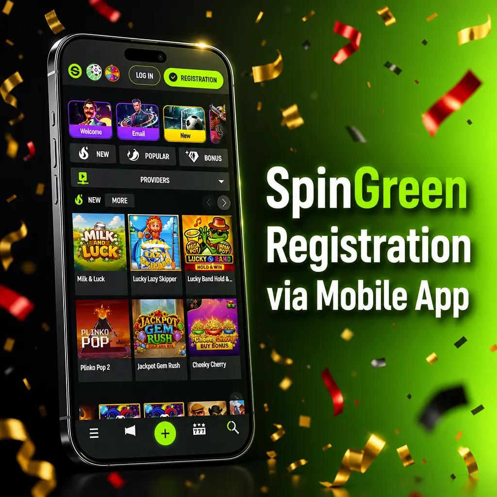 Step-by-step guide to registering for SpinGreen via the mobile app, including sign-up options and AUD currency selection